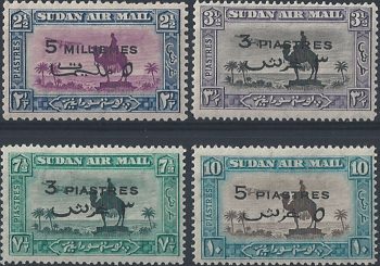 1938 British Sudan airmail overprinted 4v. MNH SG n. 74/77