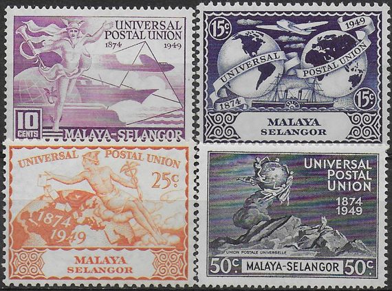 1949 Selangor UPU 75th Anniversary 4v. MNH SG n. 111/14