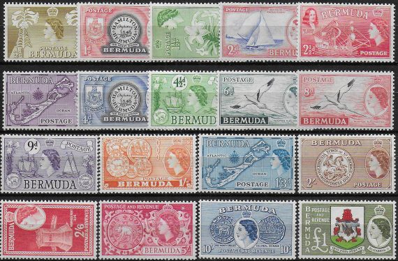 1953-62 Bermuda Elizabeth II 18v. MNH SG n. 135/50