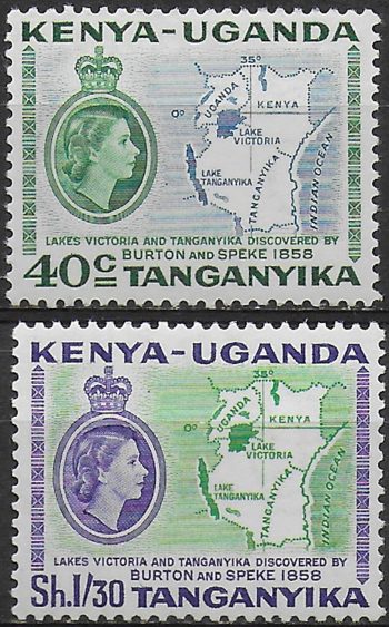 1958 Kenya Uganda and Tanganyika Lakes 2v. MNH SG n. 181/82
