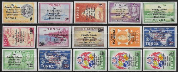 1967 Tonga US Peace Corps 15v. MNH SG n. 216/27+O26/O28