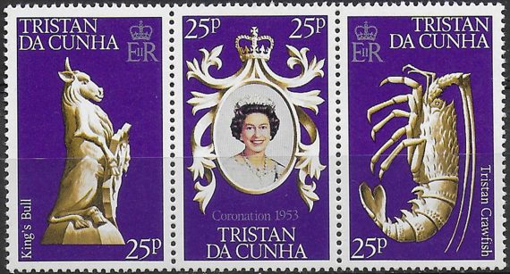1978 Tristan da Cunha anniversary of coronation 3v. MNH SG. n. 239/41