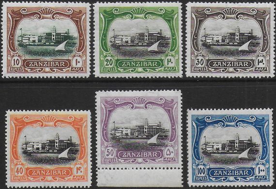 1908 Zanzibar View of Port 6v. MNH SG n. 239/44