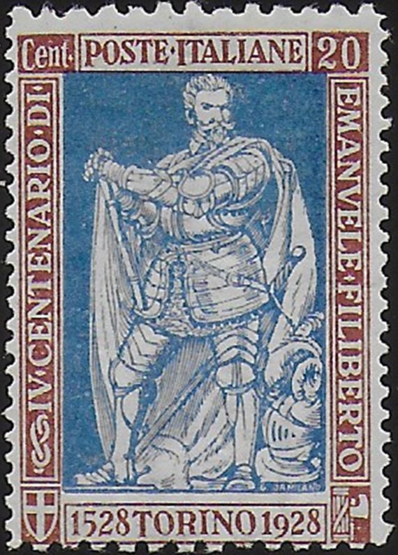 1928 Italia Emanuele Filiberto 20c. p. 11 x 13 3?4 MNH Sassone n. 226b