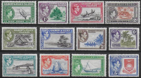 1939-55 Gilbert & Ellice George VI 12v. MNH SG n. 43/54