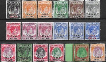 1945-48 Malaya B.M.A. George VI 18v. MNH SG n. 1/18