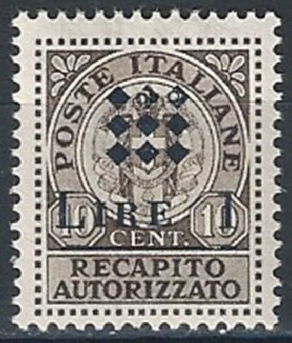 1945 Guidizzolo Lire 1 on 10c.  MNH Sassone n. 1