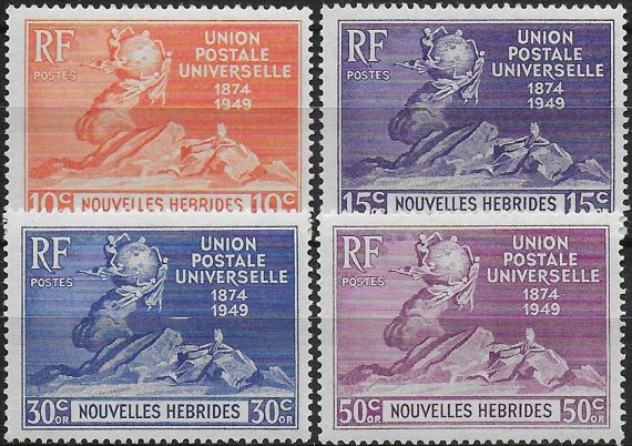 1949 New Hebrides UPU 75th Anniversary 4v. MNH SG n. F77/F80