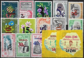 1964-66 Sierra Leone new currency  1st issue 15v. MNH SG n. 313/27