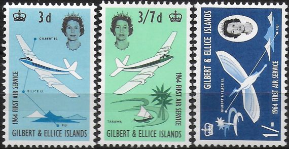 1964 Gilbert and Ellice Islands First Air service 3v. MNH SG n. 82/84