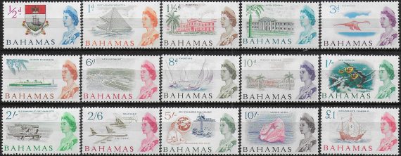 1965 Bahamas Pictorial 15v. MNH SG n. 247/71