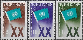 1965 Maldive United Nations 3v. MNH SG n. 165/67