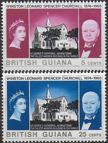1966 British Guiana Churchill Commemoration 2v. MNH SG n. 374/75