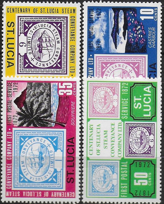 1972 St Lucia first postal service centenary 4v. MNH SG. n. 335/38