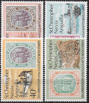 1973 St Christopher Nevis first postage stamps 4. MNH SG. n. 285/88