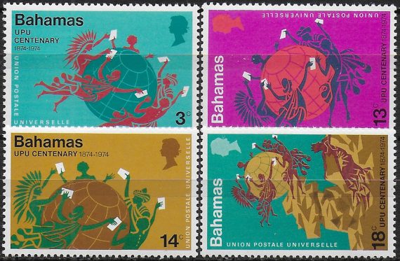 1974 Bahamas centenary of UPU 4v. MNH SG. n. 424/27