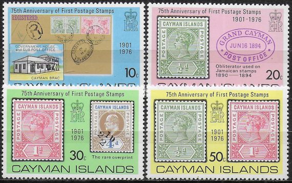 1975 Cayman Islands anniversary of first stamps 4v. MNH SG. n. 339/402