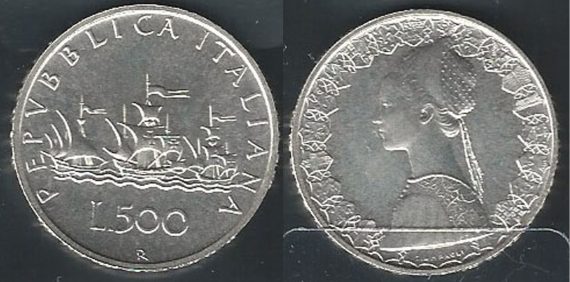 1996 Italia Lire 500 Caravelle silver FDC - BU