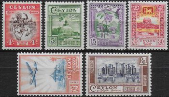 1950 Ceylon George VI Landscapes 6v. MNH SG n. 413/18