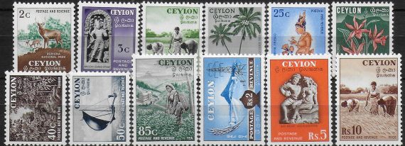 1951-54 Ceylon Pictorial 12v. MNH SG n. 419/30