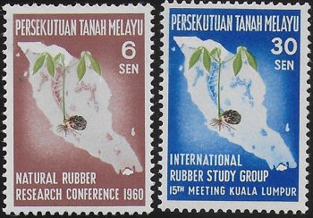 1960 Malayan Natural Rubber 2v. MNH SG n. 17/18