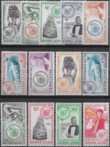 1961 Sierra Leone Independence 13v. MNH SG n. 223/35