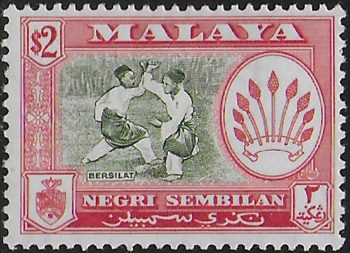 1963 Negri Sembilan $2 bronze-green scarlet p. 13 x 12½ MNH SG n. 78a