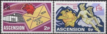 1974 Ascension UPU 2v. MNH SG. n. 180/181