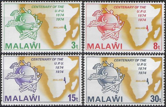 1974 Malawi UPU 4v. MNH SG. n. 457/60