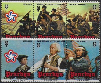 1976 Penrhyn American Revolution bicentennial 6v. MNH SG n. 86/91