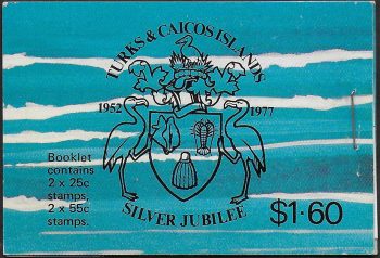 1977 Turks and Caicos Silver Jubilee 2v. MNH SG n. 473/74 booklet inverted