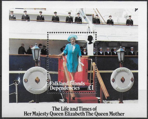 1985 Falkland Dependencies 84th Birthday of Queen Mother MS MNH SG n. 133