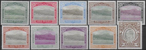 1903-07 Dominica Edward VII 10v. MH SG n. 27/36