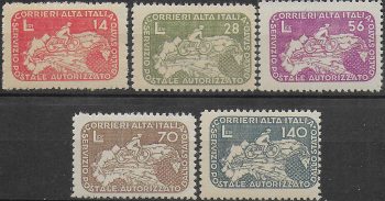 1945 Italia Luogotenenza CORALIT Ciclista 5v. MNH Sassone n. 8/12