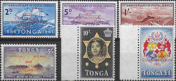 1962 Tonga Emancipation OFFICIAL AIRMAIL 6v. MNH SG n. O11/O16