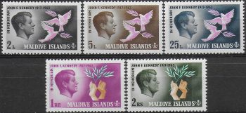 1965 Maldive John F. Kennedy 5v. MNH SG n. 160/64