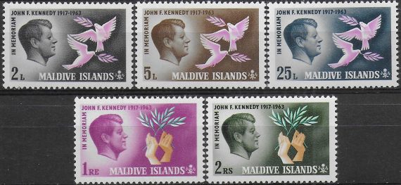 1965 Maldive John F. Kennedy 5v. MNH SG n. 160/64