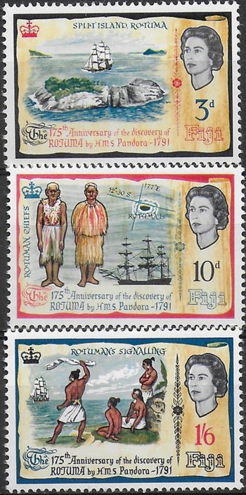 1966 Fiji discovery of Rotuma 3v. MNH SG. n. 351/53