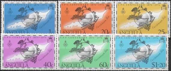 1974 Anguilla UPU 6v. MNH SG. n. 188/93