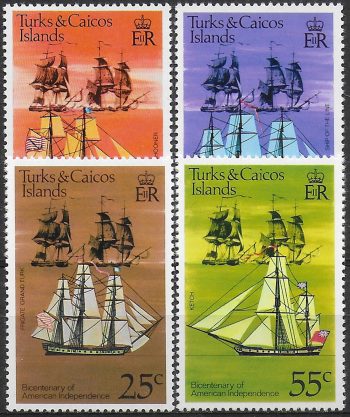 1976 Turks and Caicos American Revolution 4v. MNH SG n. 446/49