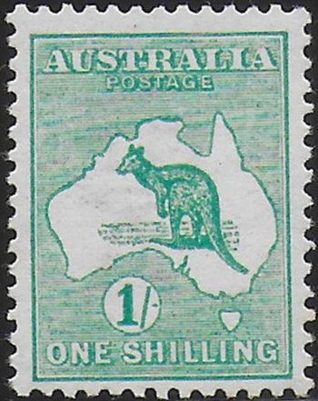 1913 Australia Kamgaroo 1s. emerald MNH SG n. 11