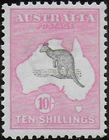 1913 Australia Kamgaroo 10s. grey and pink MNH SG n. 14