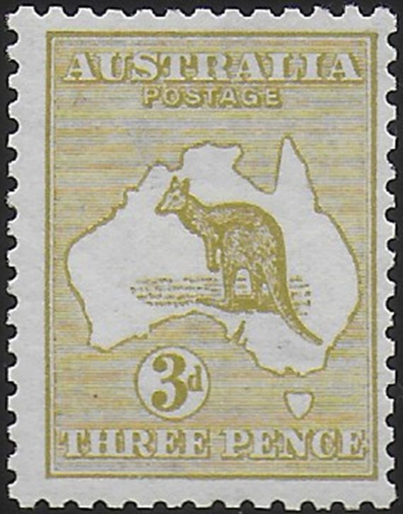 1913 Australia Kamgaroo 3d. olive MNH SG n. 5