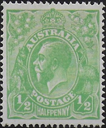 1915 Australia George V 1/2d. bright green MNH SG n. 20