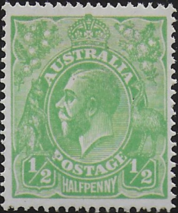 1915 Australia George V 1/2d. bright green MNH SG n. 20