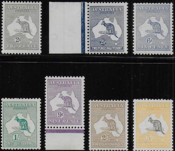 1915 Australia Kamgaroo 7v. W 5 MNH SG n. 24/30