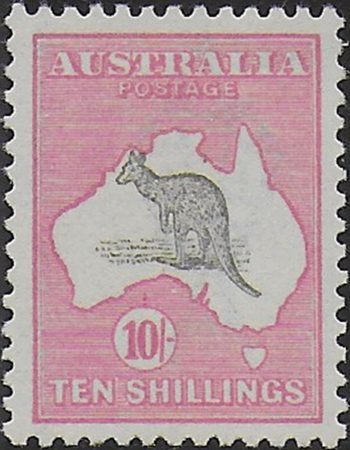 1917 Australia Kamgaroo 10s. grey and anilin pink MNH SG n. 43a