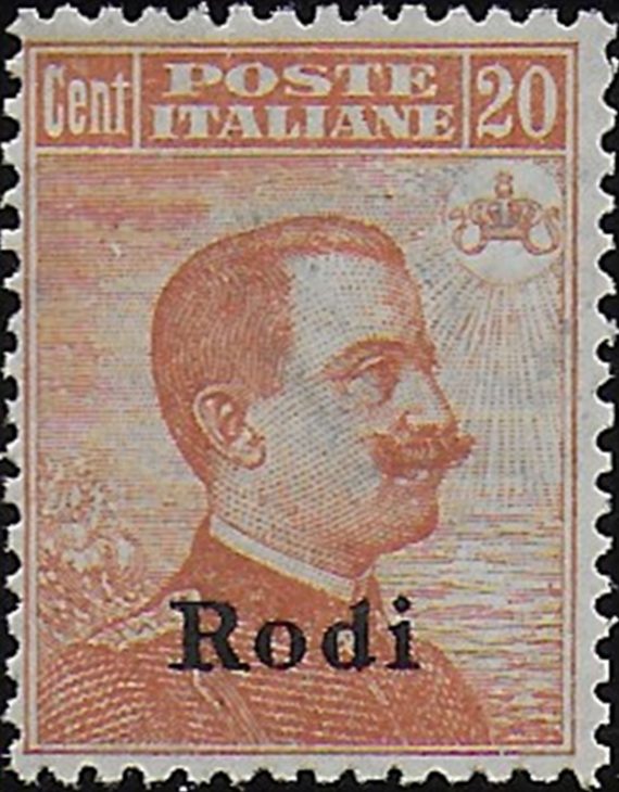 1918-22 Egeo Rodi 20c. orange bc MNH Sassone n. 12