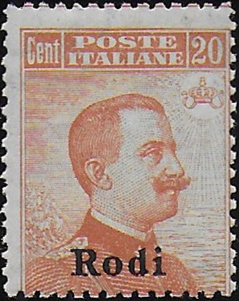 1918-22 Egeo Rodi 20c. orange mc MNH Sassone n. 12