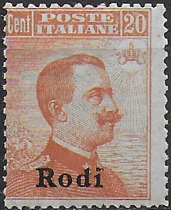 1918-22 Egeo Rodi 20c. orange mc MNH Sassone n. 12